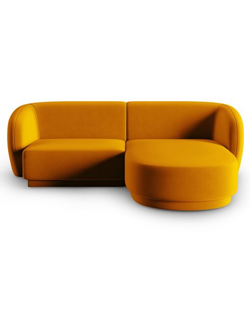 Canapé d'angle Droit Modulaire Velours Lionel 3 Places jaune - 184x155x74 cm