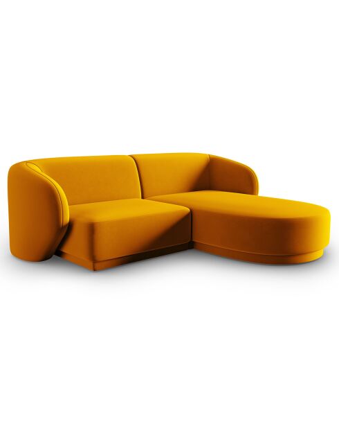 Canapé d'angle Droit Modulaire Velours Lionel 3 Places jaune - 184x155x74 cm