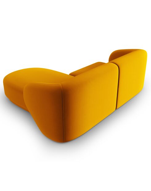 Canapé d'angle Droit Modulaire Velours Lionel 3 Places jaune - 184x155x74 cm
