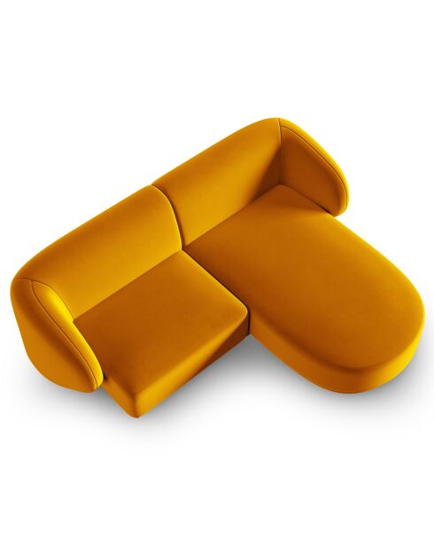 Canapé d'angle Droit Modulaire Velours Lionel 3 Places jaune - 184x155x74 cm