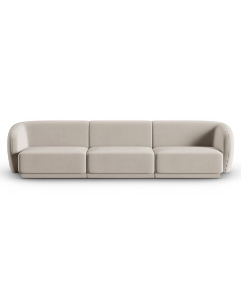 Canapé Modulaire Velours Lionel 3 Places beige - 259x85x74 cm
