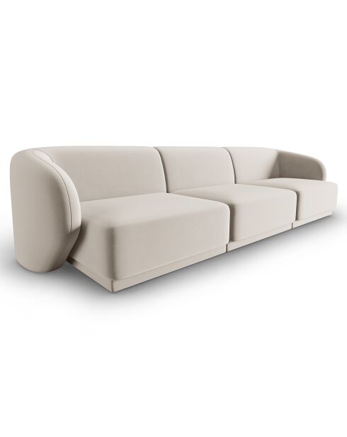 Canapé Modulaire Velours Lionel 3 Places beige - 259x85x74 cm