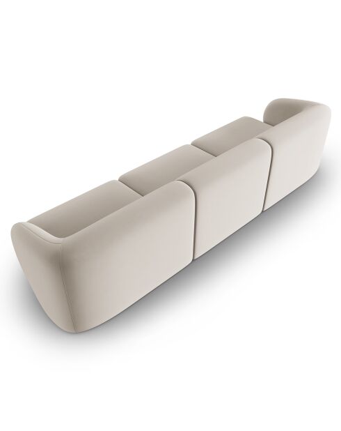 Canapé Modulaire Velours Lionel 3 Places beige - 259x85x74 cm
