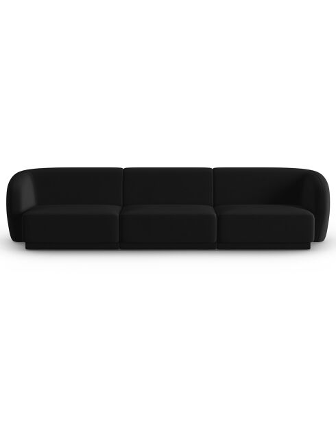 Canapé Modulaire Velours Lionel 3 Places noir - 259x85x74 cm