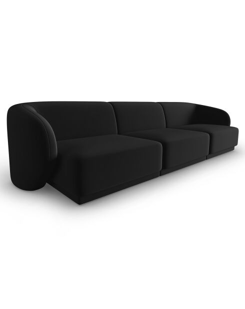 Canapé Modulaire Velours Lionel 3 Places noir - 259x85x74 cm