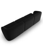 Canapé Modulaire Velours Lionel 3 Places noir - 259x85x74 cm