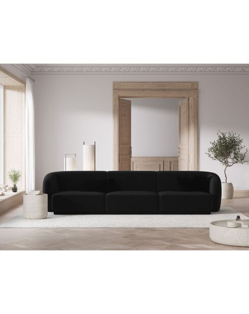 Canapé Modulaire Velours Lionel 3 Places noir - 259x85x74 cm