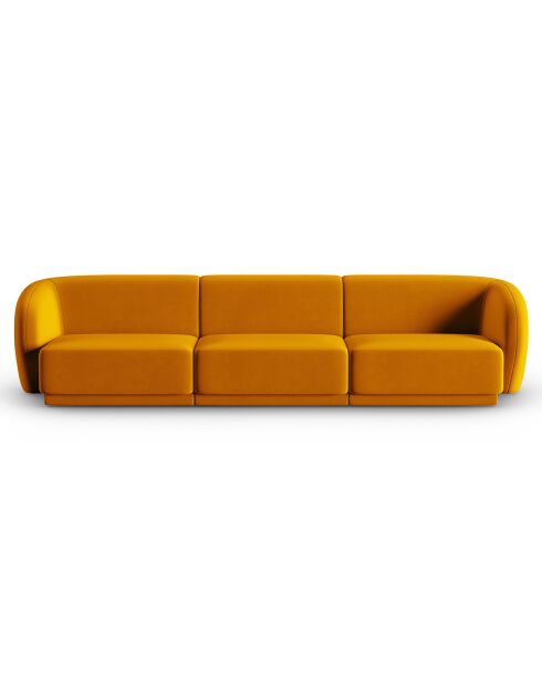 Canapé Modulaire Velours Lionel 3 Places jaune - 259x85x74 cm