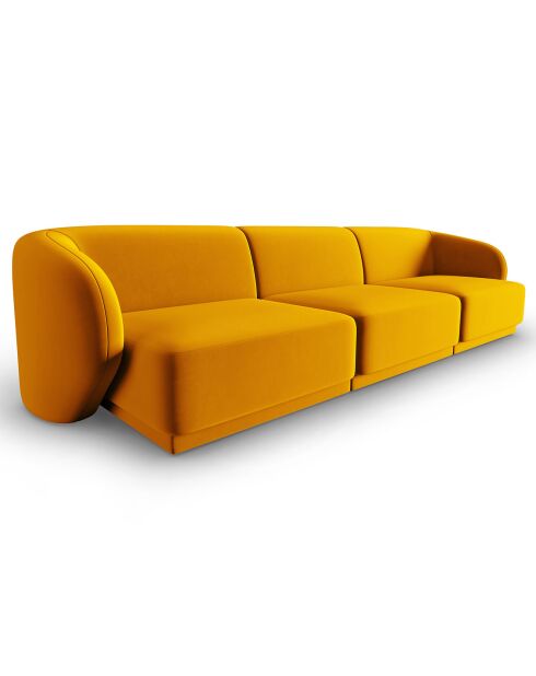 Canapé Modulaire Velours Lionel 3 Places jaune - 259x85x74 cm