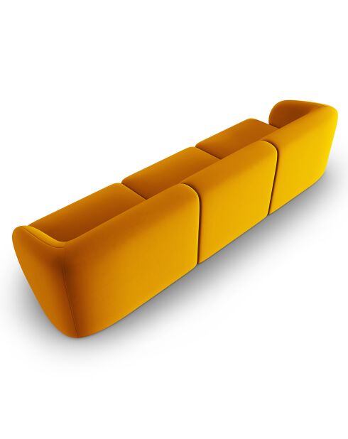Canapé Modulaire Velours Lionel 3 Places jaune - 259x85x74 cm