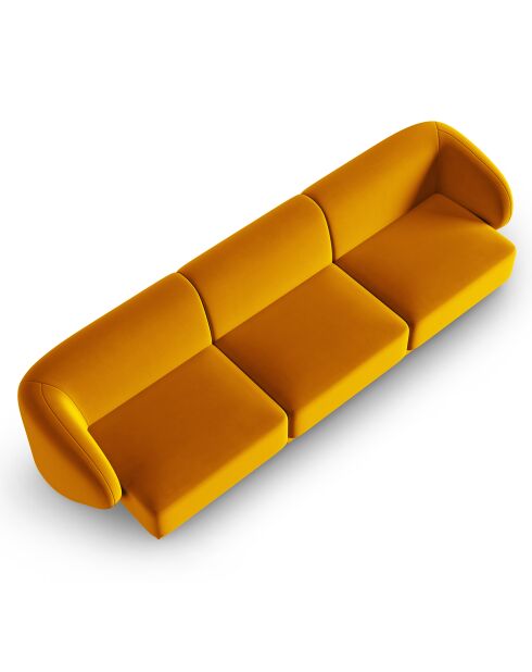 Canapé Modulaire Velours Lionel 3 Places jaune - 259x85x74 cm