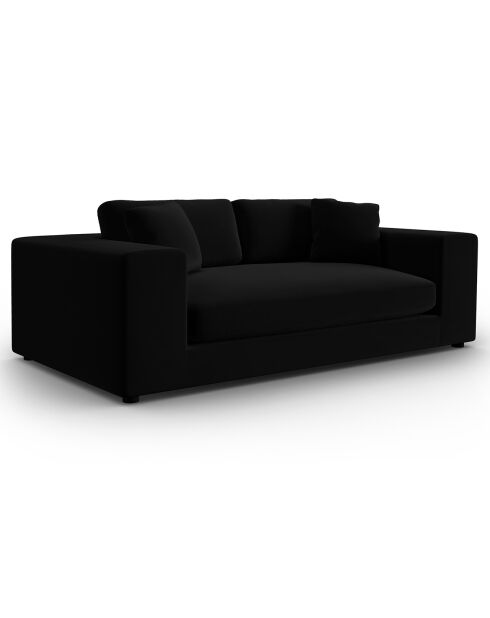 Canapé Velours Tendance 3 Places noir - 220x122x72 cm