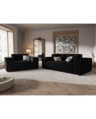 Canapé Velours Tendance 3 Places noir - 220x122x72 cm
