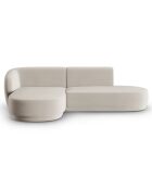 Canapé d'angle Velours Ouvert à Gauche Modulable Lionel 4 Places beige - 227x155x74 cm