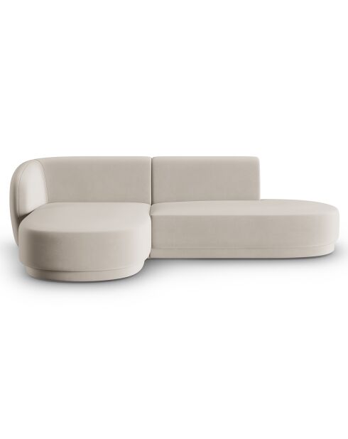Canapé d'angle Velours Ouvert à Gauche Modulable Lionel 4 Places beige - 227x155x74 cm