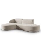 Canapé d'angle Velours Ouvert à Gauche Modulable Lionel 4 Places beige - 227x155x74 cm