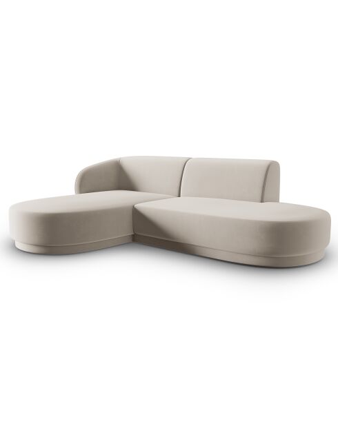 Canapé d'angle Velours Ouvert à Gauche Modulable Lionel 4 Places beige - 227x155x74 cm