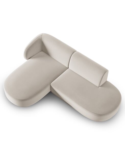 Canapé d'angle Velours Ouvert à Gauche Modulable Lionel 4 Places beige - 227x155x74 cm
