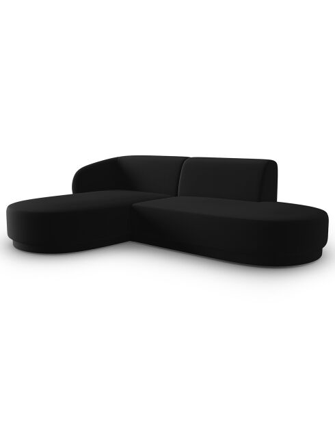 Canapé d'angle Velours Ouvert à Gauche Modulable Lionel 4 Places noir - 227x155x74 cm