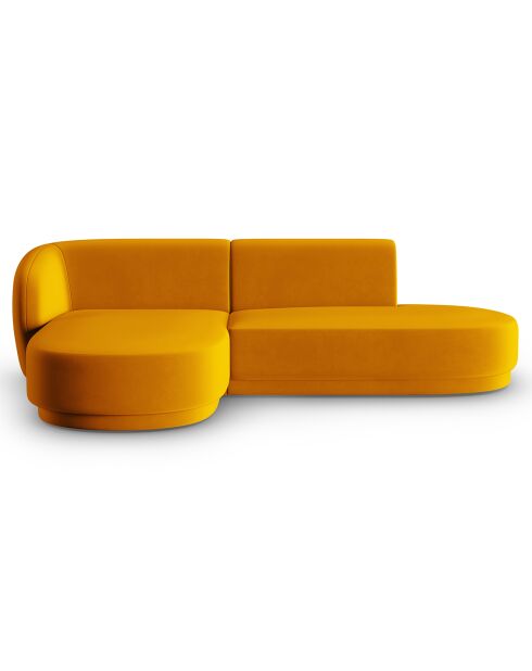 Canapé d'angle Velours Ouvert à Gauche Modulable Lionel 4 Places jaune - 227x155x74 cm