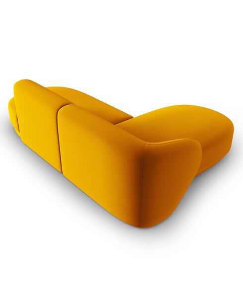 Canapé d'angle Velours Ouvert à Gauche Modulable Lionel 4 Places jaune - 227x155x74 cm