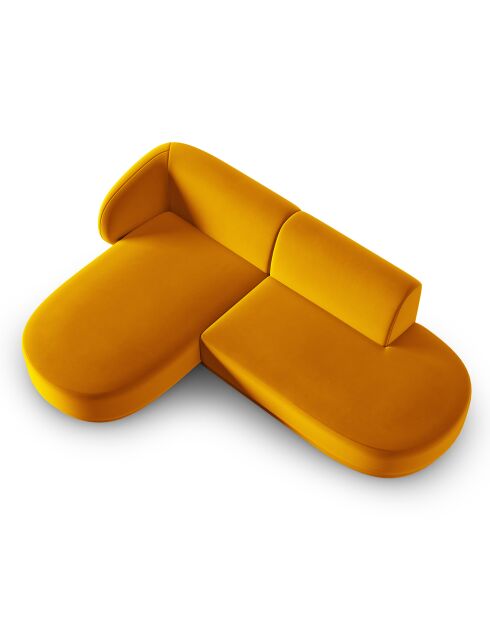 Canapé d'angle Velours Ouvert à Gauche Modulable Lionel 4 Places jaune - 227x155x74 cm