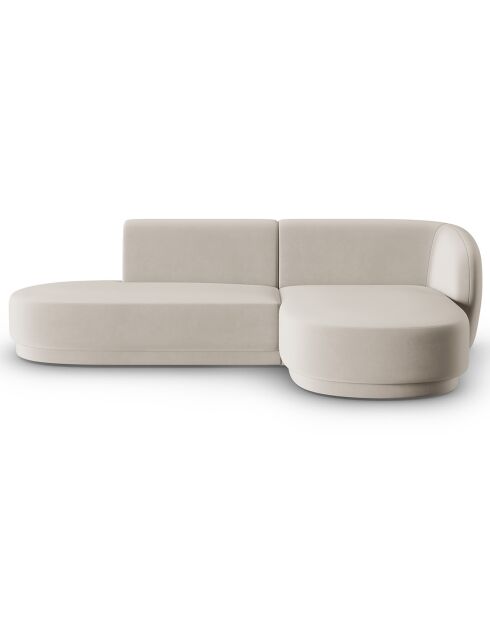 Canapé d'angle Velours Ouvert Droit Modulable Lionel 4 Places beige - 227x155x74 cm