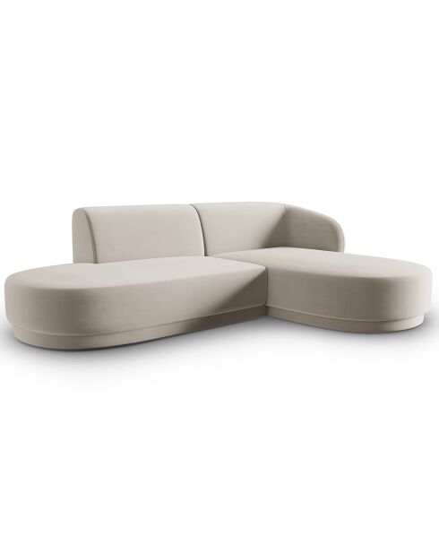 Canapé d'angle Velours Ouvert Droit Modulable Lionel 4 Places beige - 227x155x74 cm