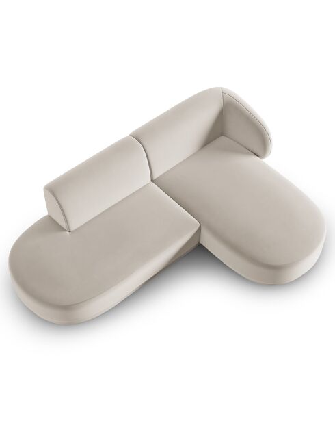 Canapé d'angle Velours Ouvert Droit Modulable Lionel 4 Places beige - 227x155x74 cm