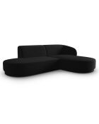 Canapé d'angle Velours Ouvert Droit Modulable Lionel 4 Places noir - 227x155x74 cm
