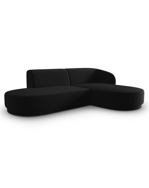 Canapé d'angle Velours Ouvert Droit Modulable Lionel 4 Places noir - 227x155x74 cm