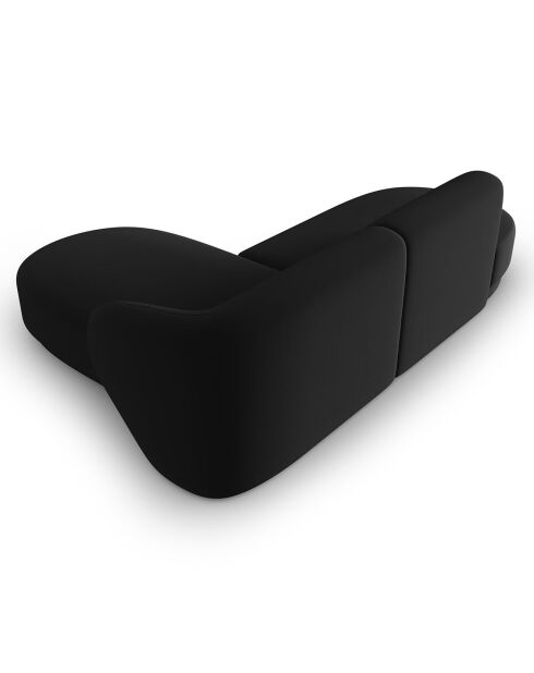 Canapé d'angle Velours Ouvert Droit Modulable Lionel 4 Places noir - 227x155x74 cm