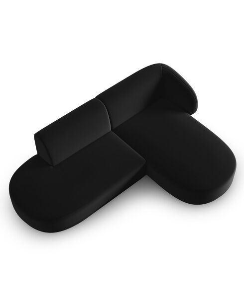 Canapé d'angle Velours Ouvert Droit Modulable Lionel 4 Places noir - 227x155x74 cm
