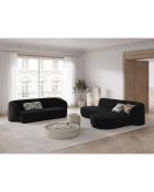 Canapé d'angle Velours Ouvert Droit Modulable Lionel 4 Places noir - 227x155x74 cm