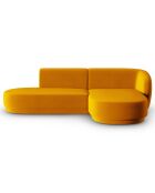 Canapé d'angle Velours Ouvert Droit Modulable Lionel 4 Places jaune - 227x155x74 cm