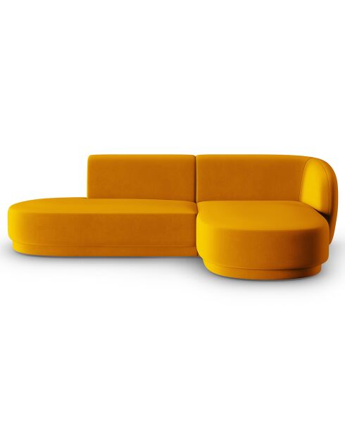 Canapé d'angle Velours Ouvert Droit Modulable Lionel 4 Places jaune - 227x155x74 cm