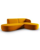 Canapé d'angle Velours Ouvert Droit Modulable Lionel 4 Places jaune - 227x155x74 cm