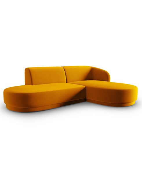 Canapé d'angle Velours Ouvert Droit Modulable Lionel 4 Places jaune - 227x155x74 cm