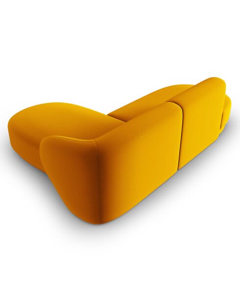 Canapé d'angle Velours Ouvert Droit Modulable Lionel 4 Places jaune - 227x155x74 cm