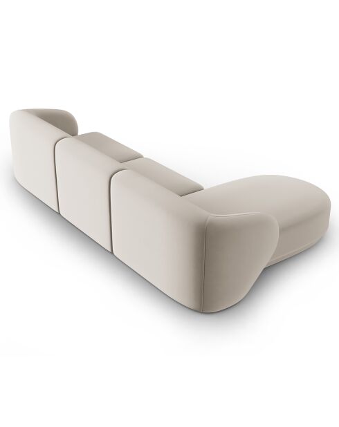 Canapé d'angle Gauche Modulaire Velours Lionel 4 Places beige - 259x155x74 cm