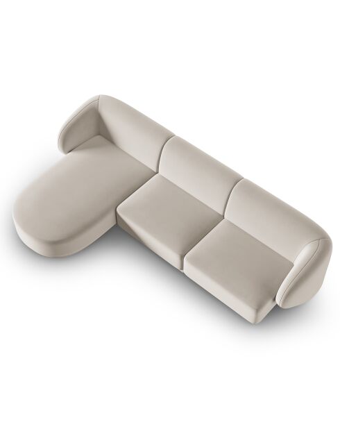 Canapé d'angle Gauche Modulaire Velours Lionel 4 Places beige - 259x155x74 cm