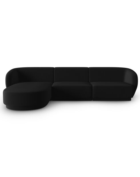 Canapé d'angle Gauche Modulaire Velours Lionel 4 Places noir - 259x155x74 cm