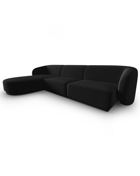 Canapé d'angle Gauche Modulaire Velours Lionel 4 Places noir - 259x155x74 cm