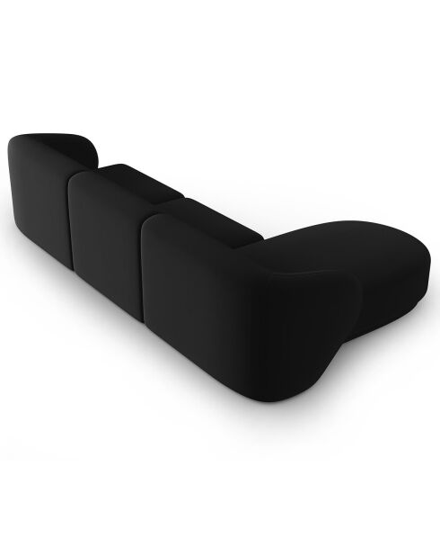 Canapé d'angle Gauche Modulaire Velours Lionel 4 Places noir - 259x155x74 cm