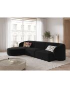 Canapé d'angle Gauche Modulaire Velours Lionel 4 Places noir - 259x155x74 cm