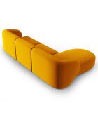 Canapé d'angle Gauche Modulaire Velours Lionel 4 Places jaune - 259x155x74 cm