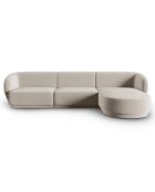 Canapé d'angle Droit Modulaire Velours Lionel 4 Places beige - 259x155x74 cm