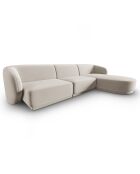 Canapé d'angle Droit Modulaire Velours Lionel 4 Places beige - 259x155x74 cm