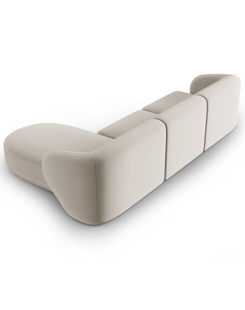 Canapé d'angle Droit Modulaire Velours Lionel 4 Places beige - 259x155x74 cm