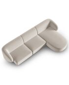 Canapé d'angle Droit Modulaire Velours Lionel 4 Places beige - 259x155x74 cm